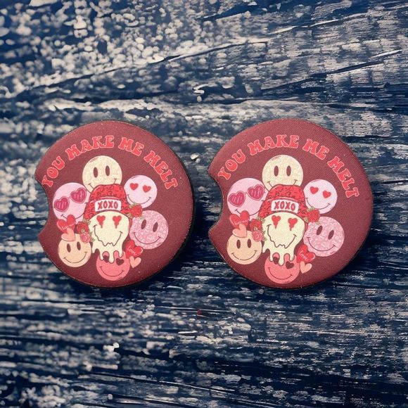 You Make Me Melt Valentine Car Coaster 2 Pack - Picture 4 of 10
